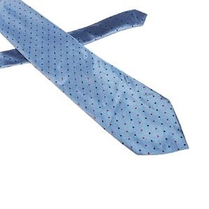 VTG Silk Neck Tie CRAZY HORSE Claiborne Blue Silver Black Red Poka Dots Handmade